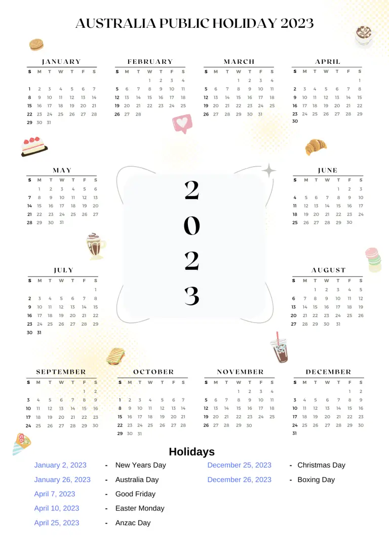 Australia Public Holidays With Australia Printable Calendar