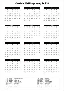 Jewish Holidays 2023 USA [Jewish Calendar 2023 With Holidays]