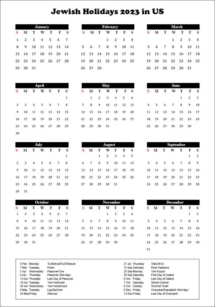 Jewish Calendar 2023 With Holidays Archives - The Holidays Calendar