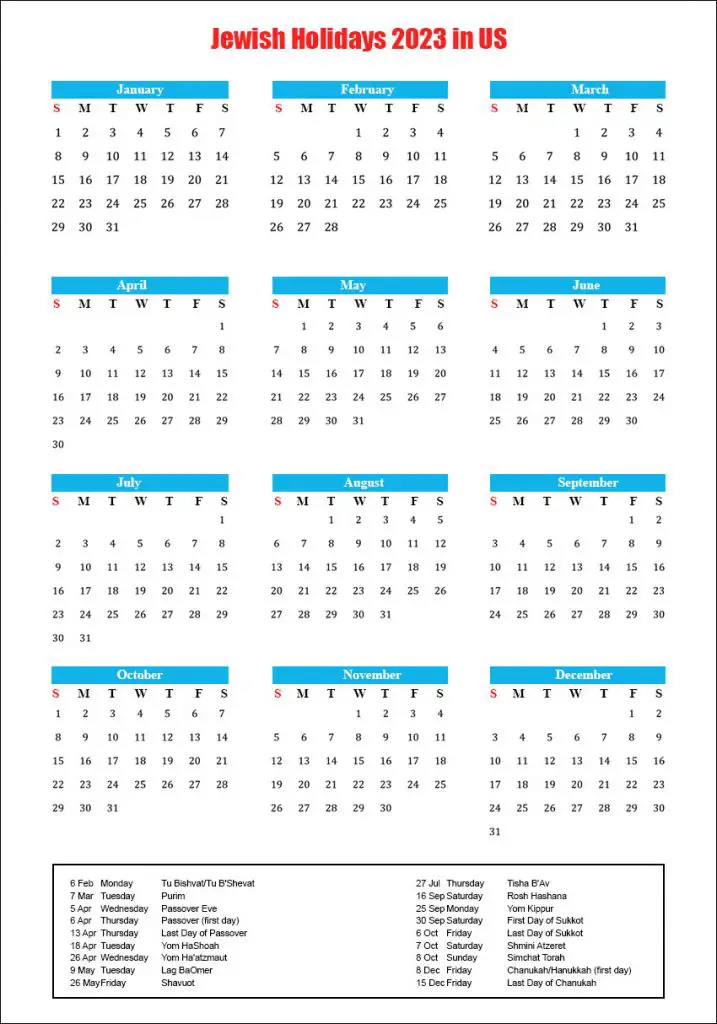 Calendar 2024 Printable With Holidays And Jewish Holidays Printable