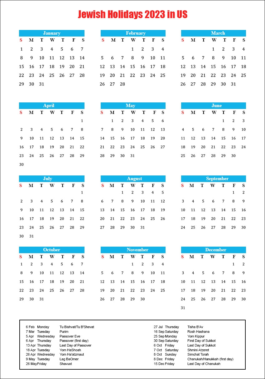 Jewish Holidays 2023 USA [Jewish Calendar 2023 With Holidays]