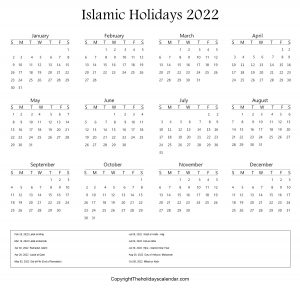 Muslim Holidays 2022 USA | Islamic Holidays 2022 USA