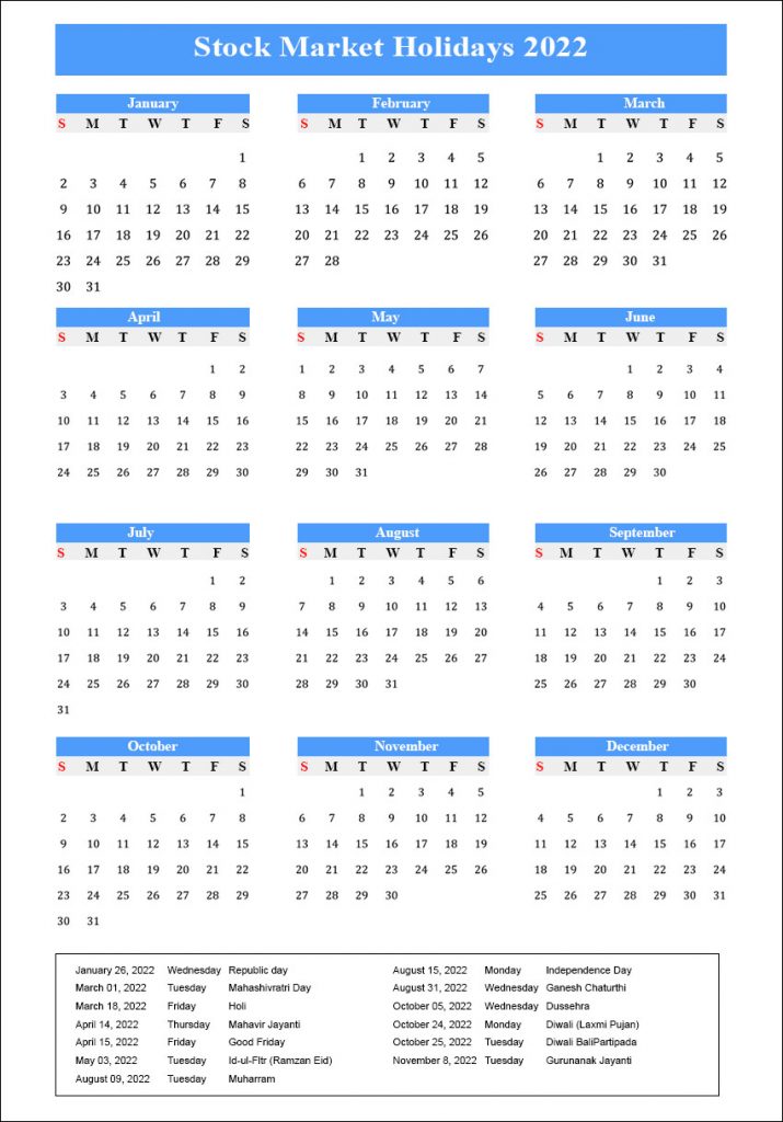Nyse Holidays 2022 Calendar Us Stock Market Holidays 2022 Archives - The Holidays Calendar