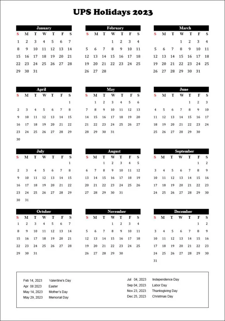 Ups Holiday Calendar 2023 Ups Holidays 2023 Calendar Archives - The Holidays Calendar