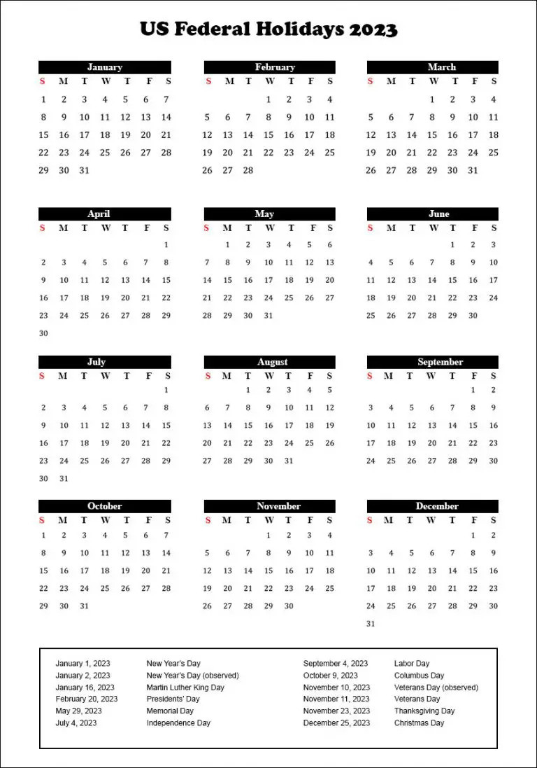 Federal Holidays 2023 USA Archives The Holidays Calendar