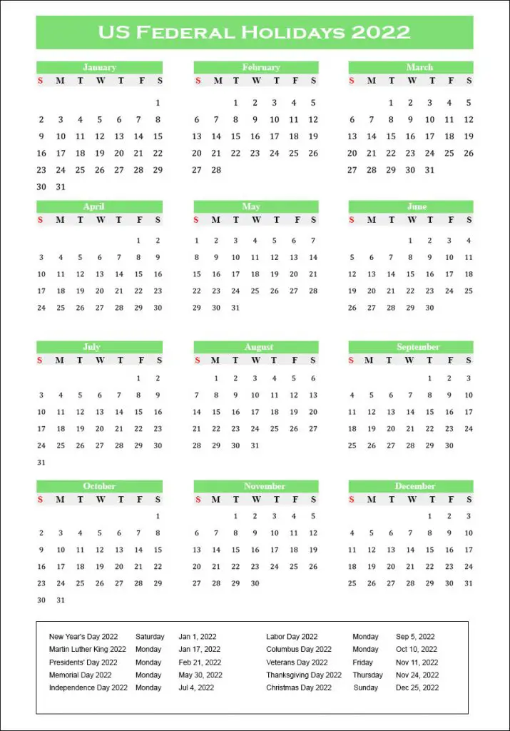 us-federal-holidays-2022-usa-calendar-2022-with-federal-holidays