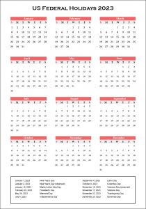 US Federal Holidays 2023 [USA Calendar 2023 with Federal Holidays]