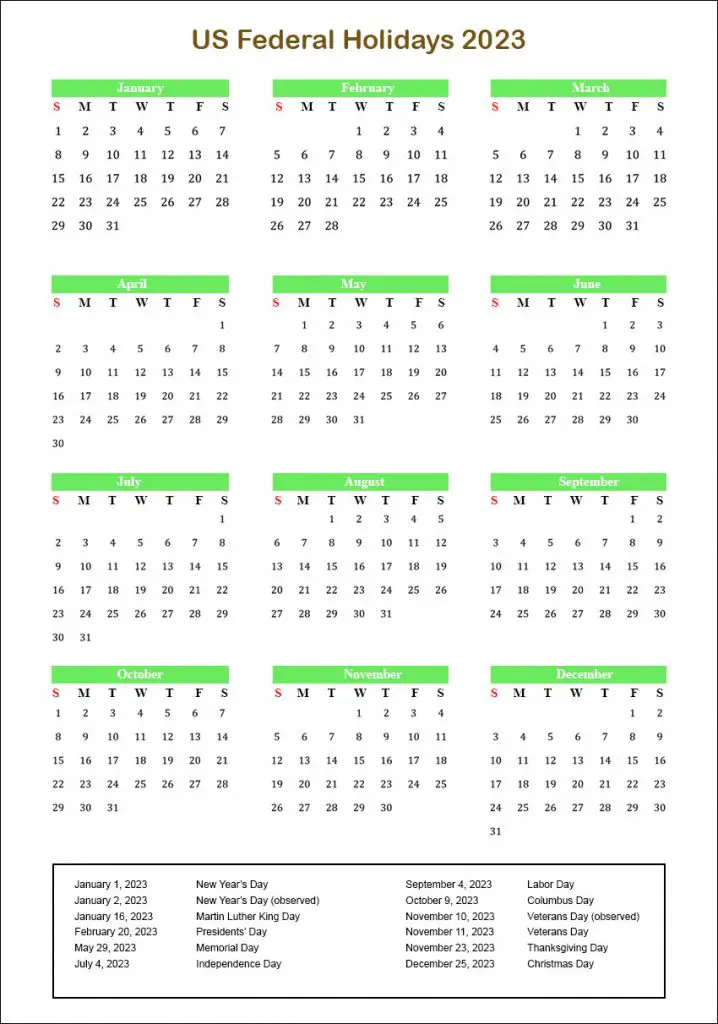 Us Congress Calendar 2023 Us Federal Holidays 2023 [Usa Calendar 2023 With Federal Holidays]