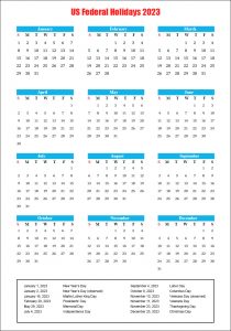 US Federal Holidays 2023 [USA Calendar 2023 with Federal Holidays]