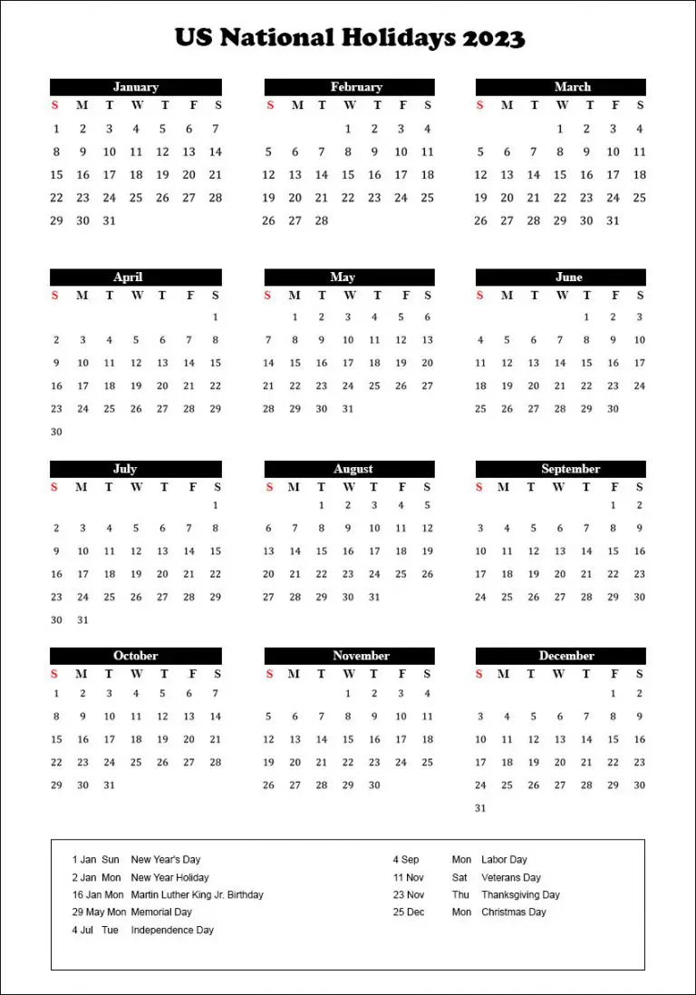 US National Holidays 2023 [USA Calendar 2023 with National Holidays]