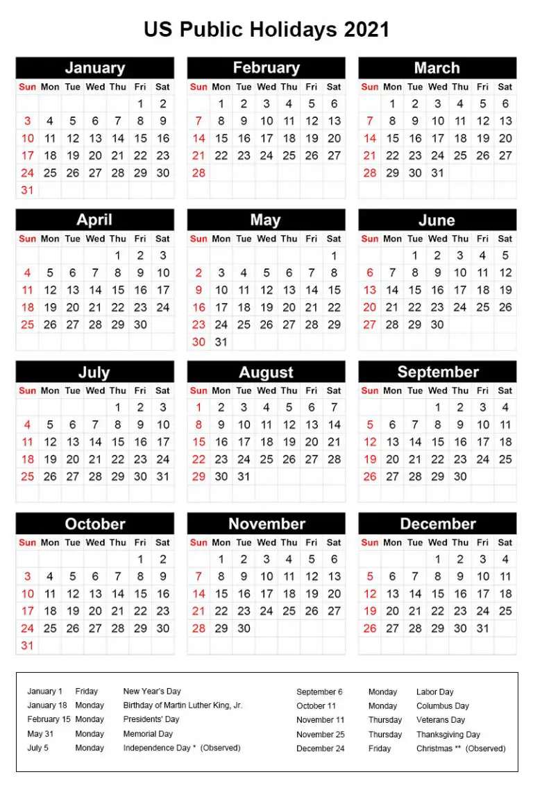 Calendar 2021 With Public Holidays Archives - The Holidays Calendar