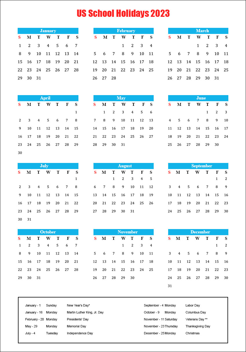 School Calendar 2023 Usa Archives - The Holidays Calendar