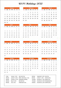 USPS Holidays 2022 USA | USPS Calendar 2022 With Holidays