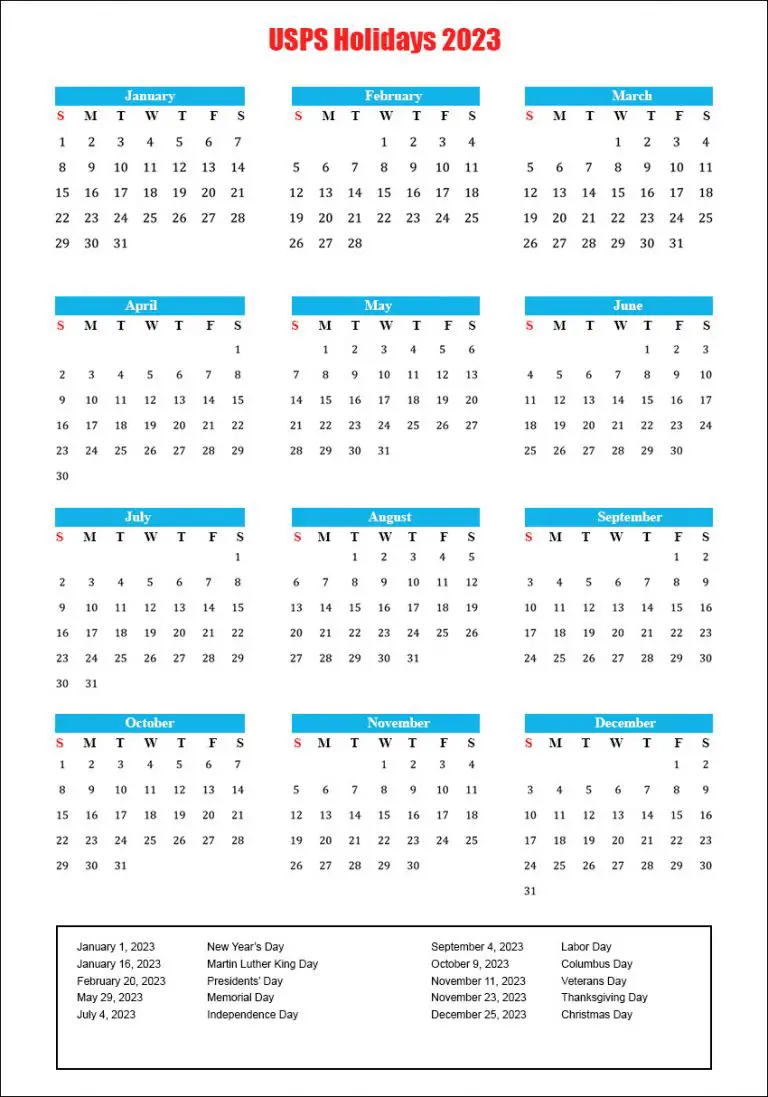 USPS Holidays 2023 USA | USPS Calendar 2023 With Holidays