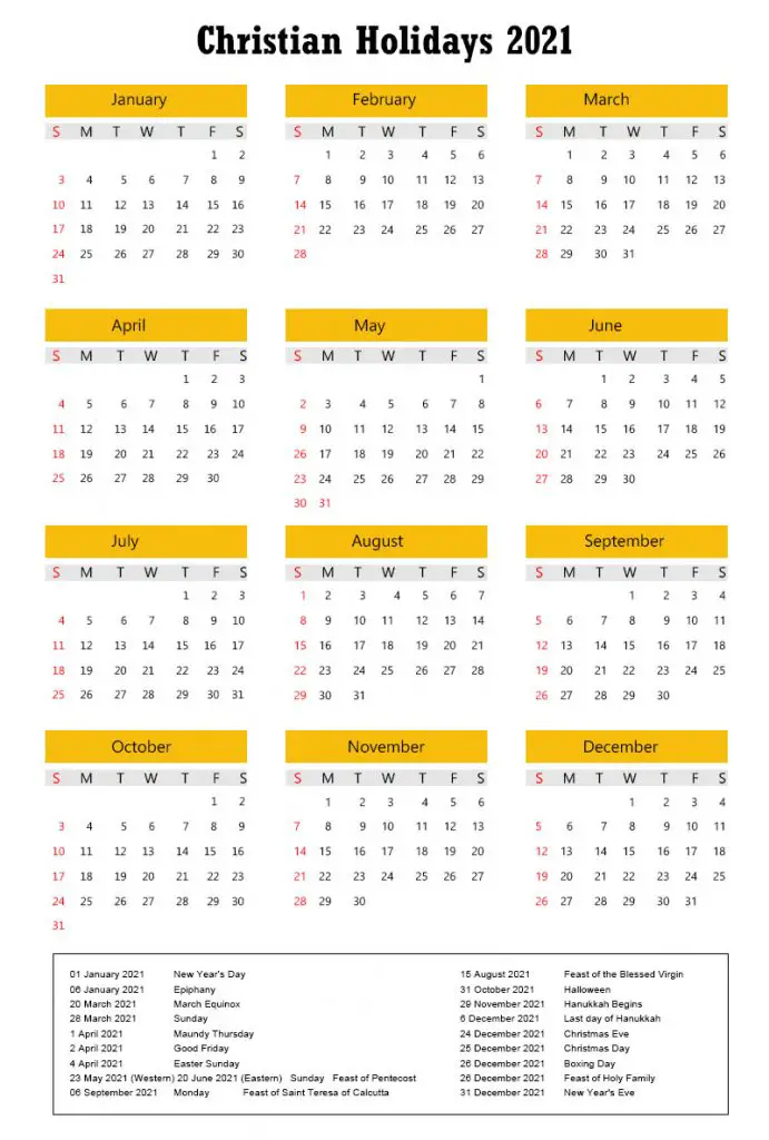 Christian Holiday Calendar 2021 Archives The Holidays Calendar