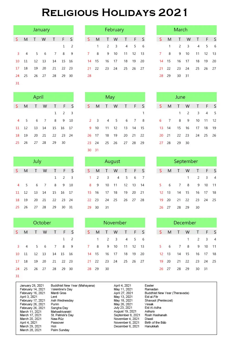 Religious Holidays 2021 Archives The Holidays Calendar