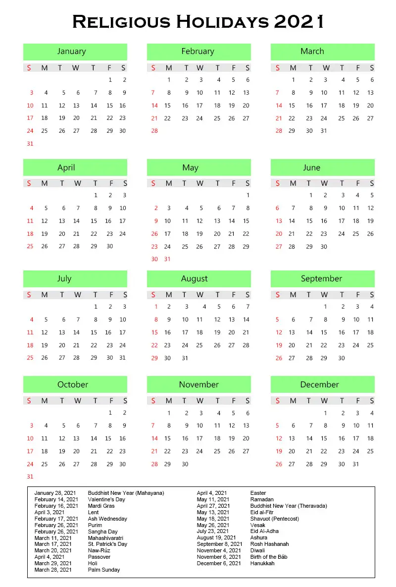 Religious Holidays 2021 Archives - The Holidays Calendar