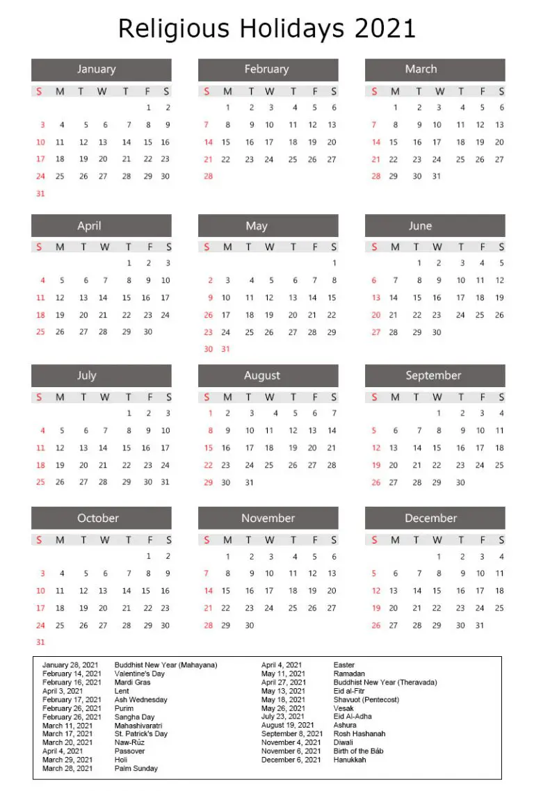 Religious Holidays 2021 Archives - The Holidays Calendar