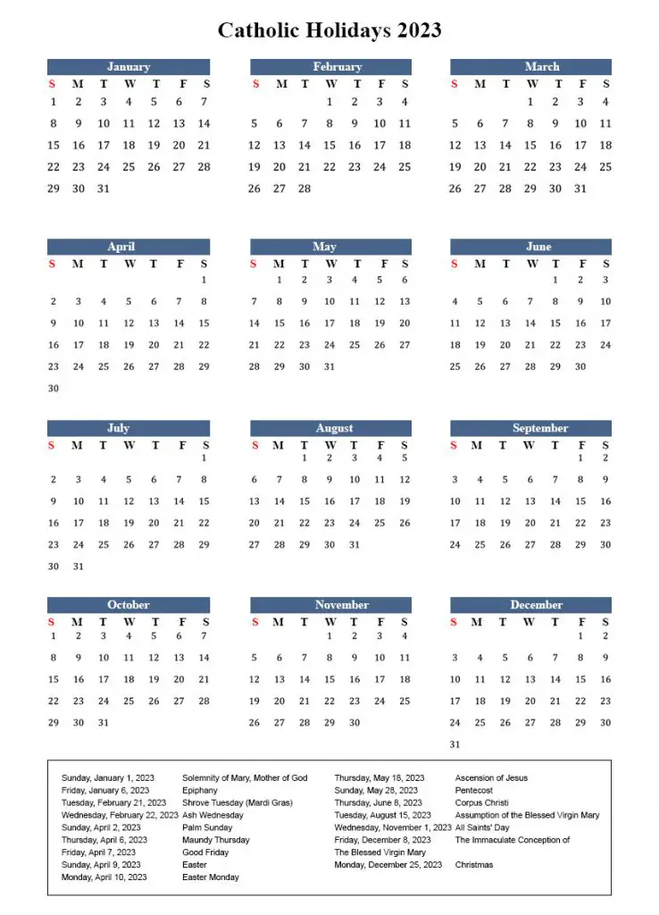 Roman Catholic Holidays 2023 Archives - The Holidays Calendar