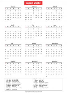 Japan Holidays 2023 | Printable Japan Calendar 2023