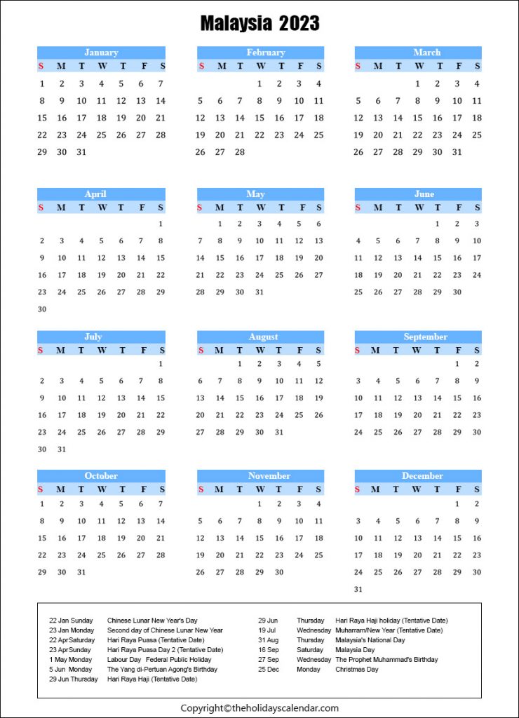Malaysia Holiday Calendar 2023
