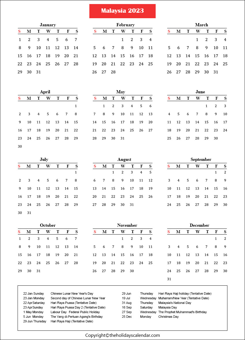 Malaysia Calendar 2023 Archives - The Holidays Calendar