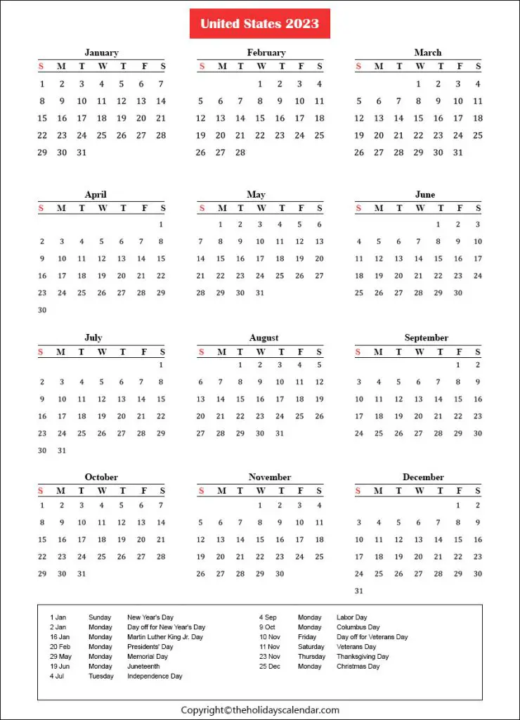 US Public Holidays 2023