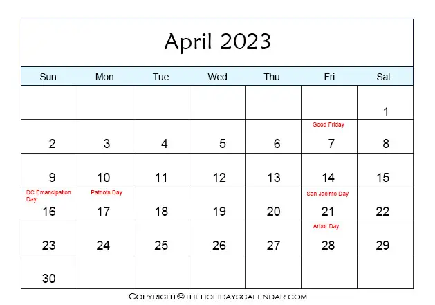 April Holidays 2023
