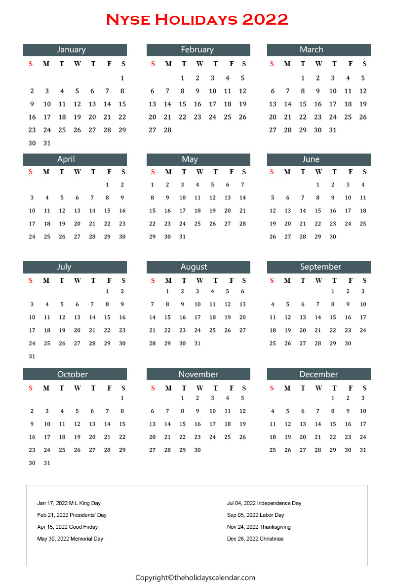 NYSE Holidays Archives The Holidays Calendar