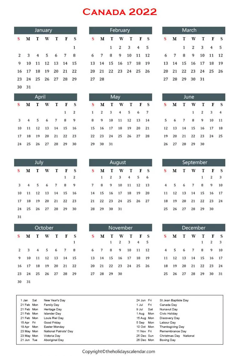 Canada Public Holidays 2022 Archives - The Holidays Calendar