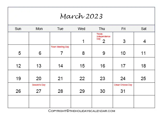 March Holidays 2023