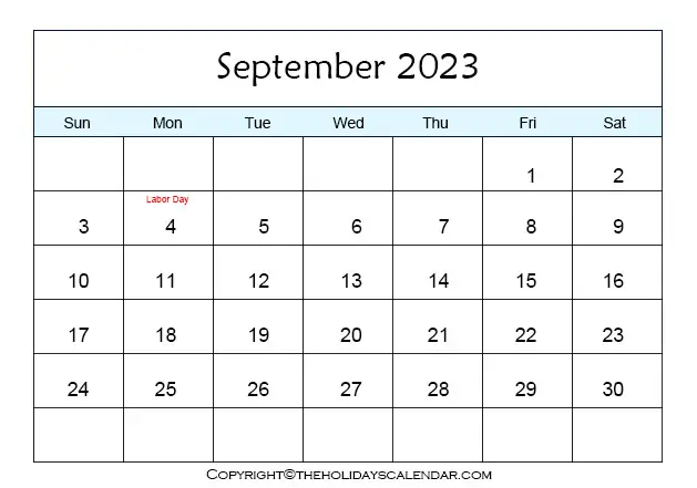 September Calendar 2023 with Holidays