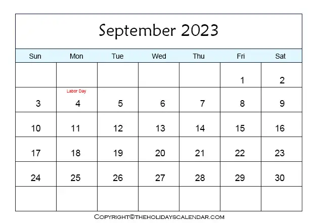 September Holidays 2023 | Printable September Calendar 2023