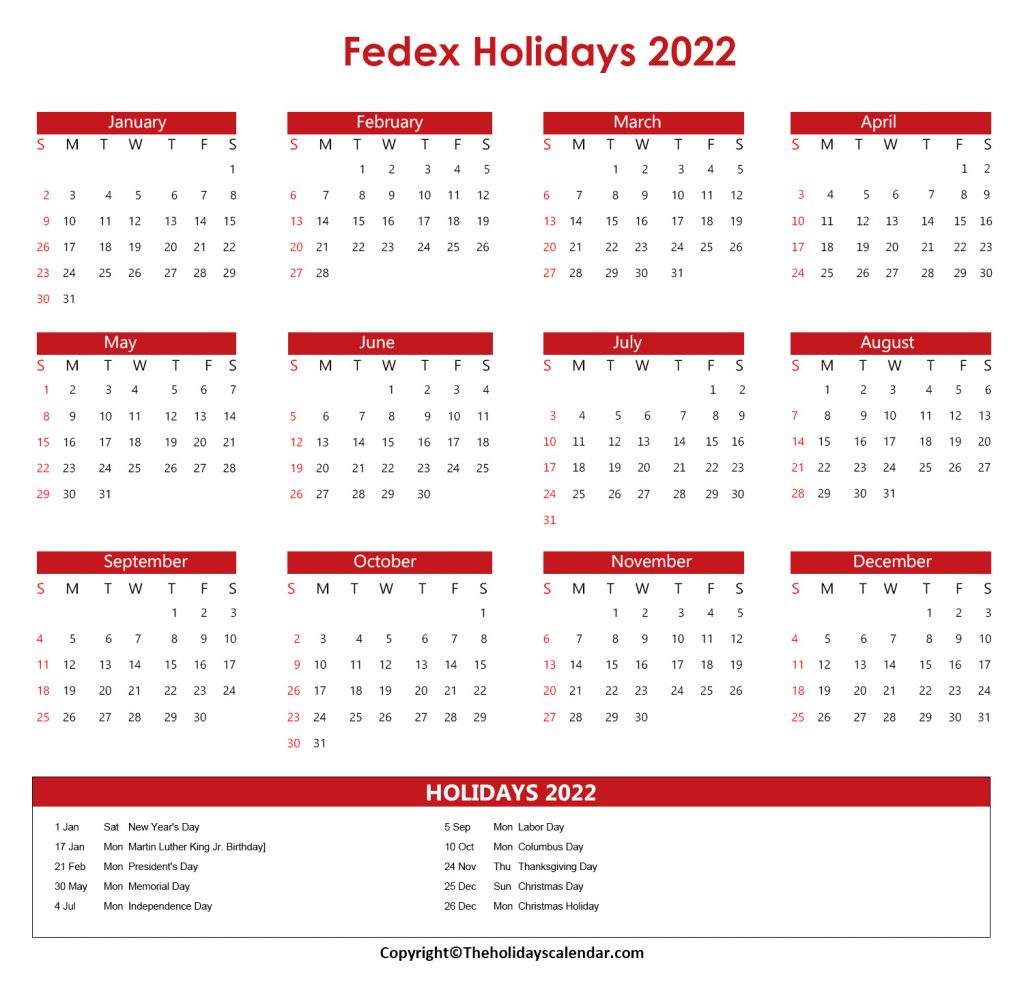 FedEx Holidays 2022