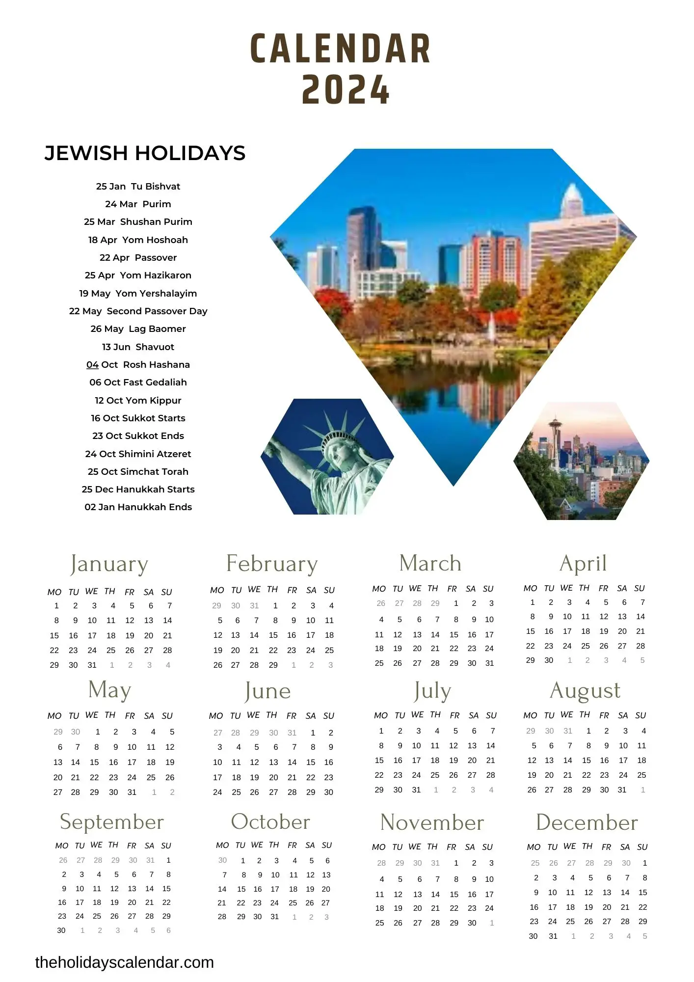 Jewish Holidays 2024 USA [Jewish Calendar 2024 With Holidays]