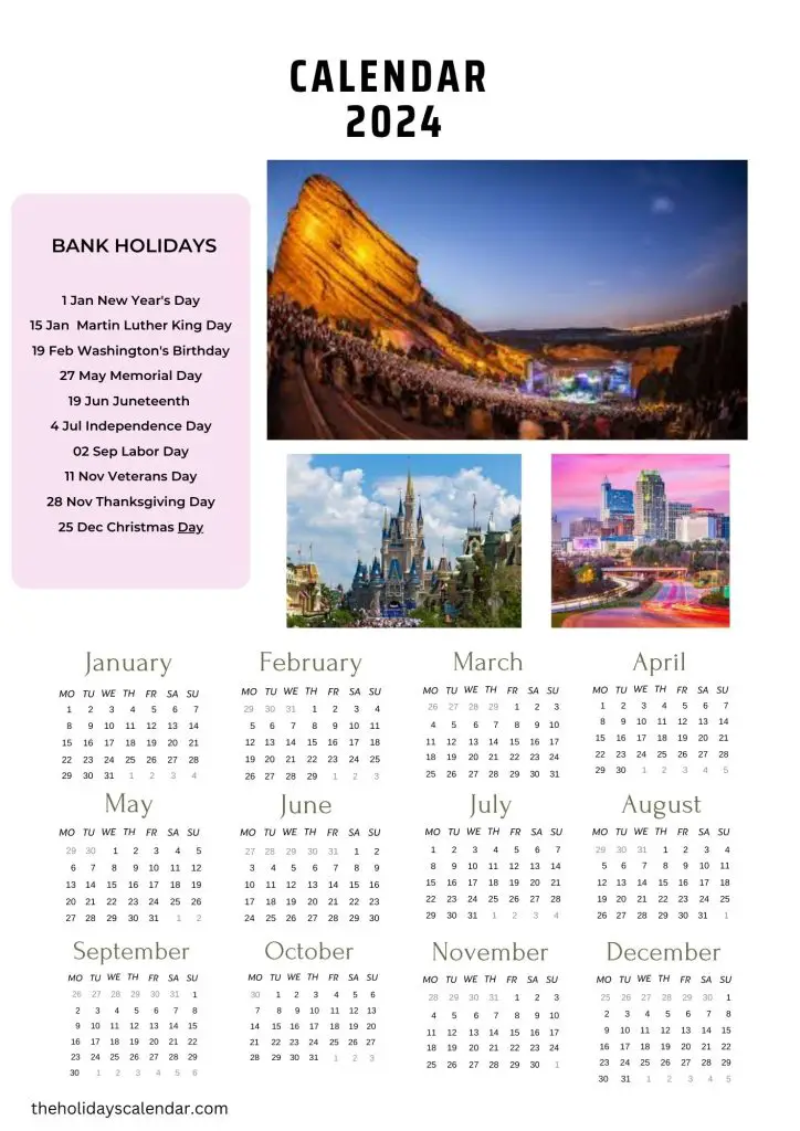 Bank Holidays 2024 with Printable Bank Calendar