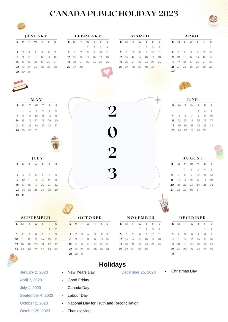 Canada Public Holidays 2023 With Canada Printable Calendar