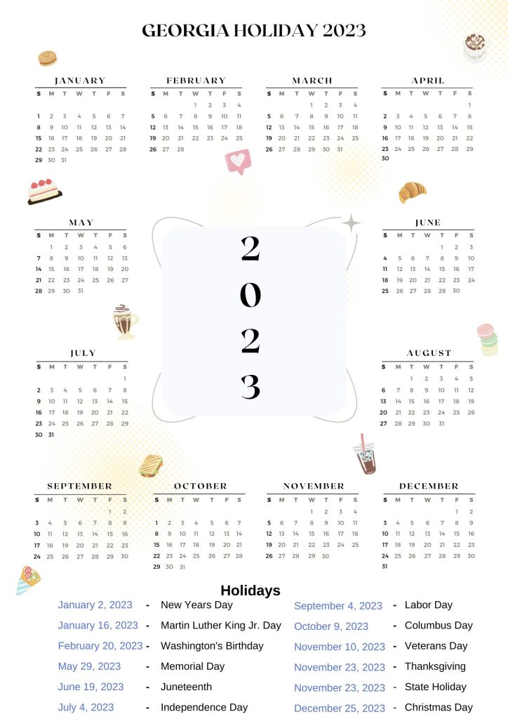 State Holidays 2023 with Printable GA Calendar