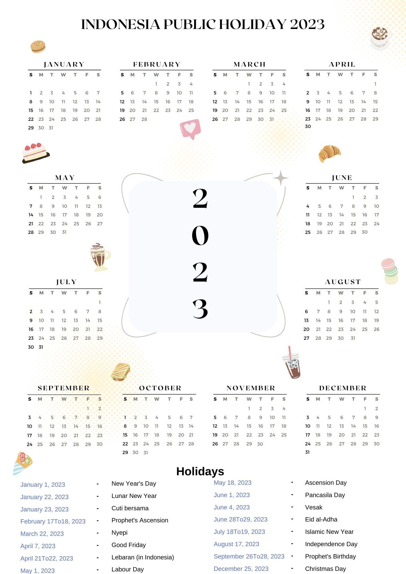 Indonesia Public Holidays 2023 With Indonesia Printable Calendar