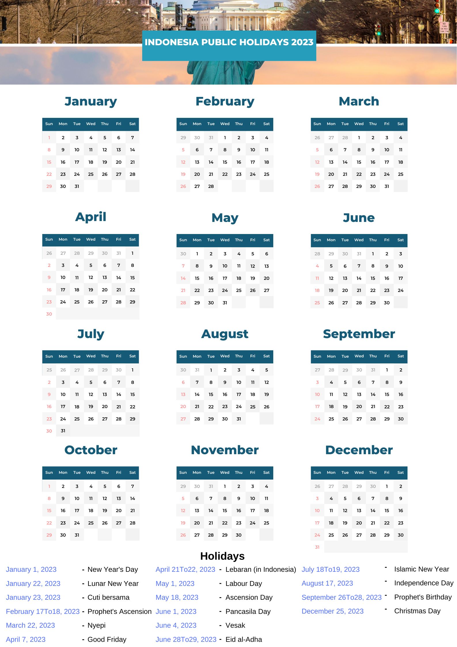 Indonesia Public Holidays 2023