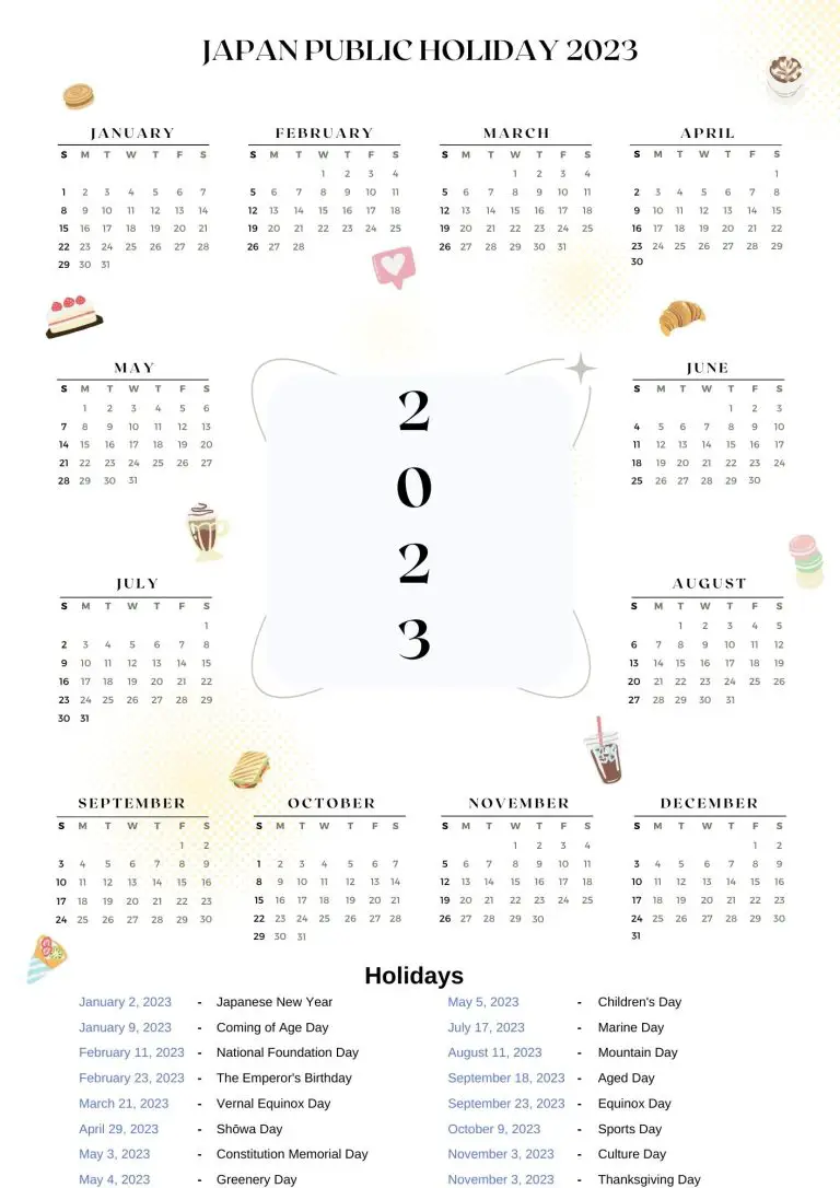 Japan Public Holidays 2023 With Japan Printable Calendar