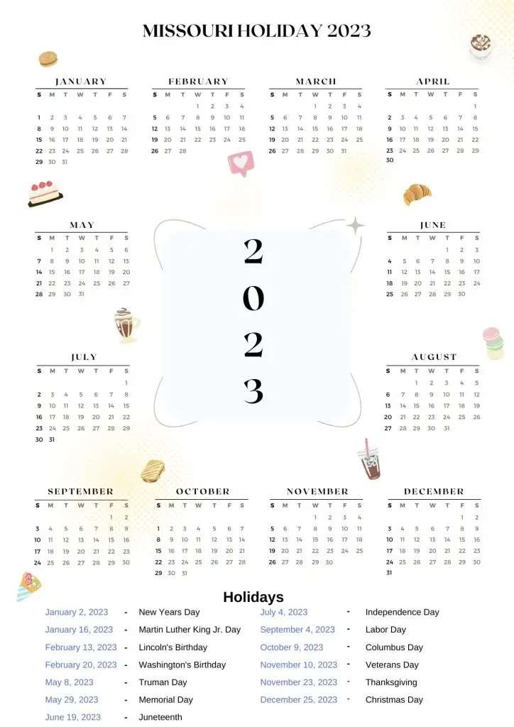 Missouri State Holidays 2023 with Printable MO Calendar