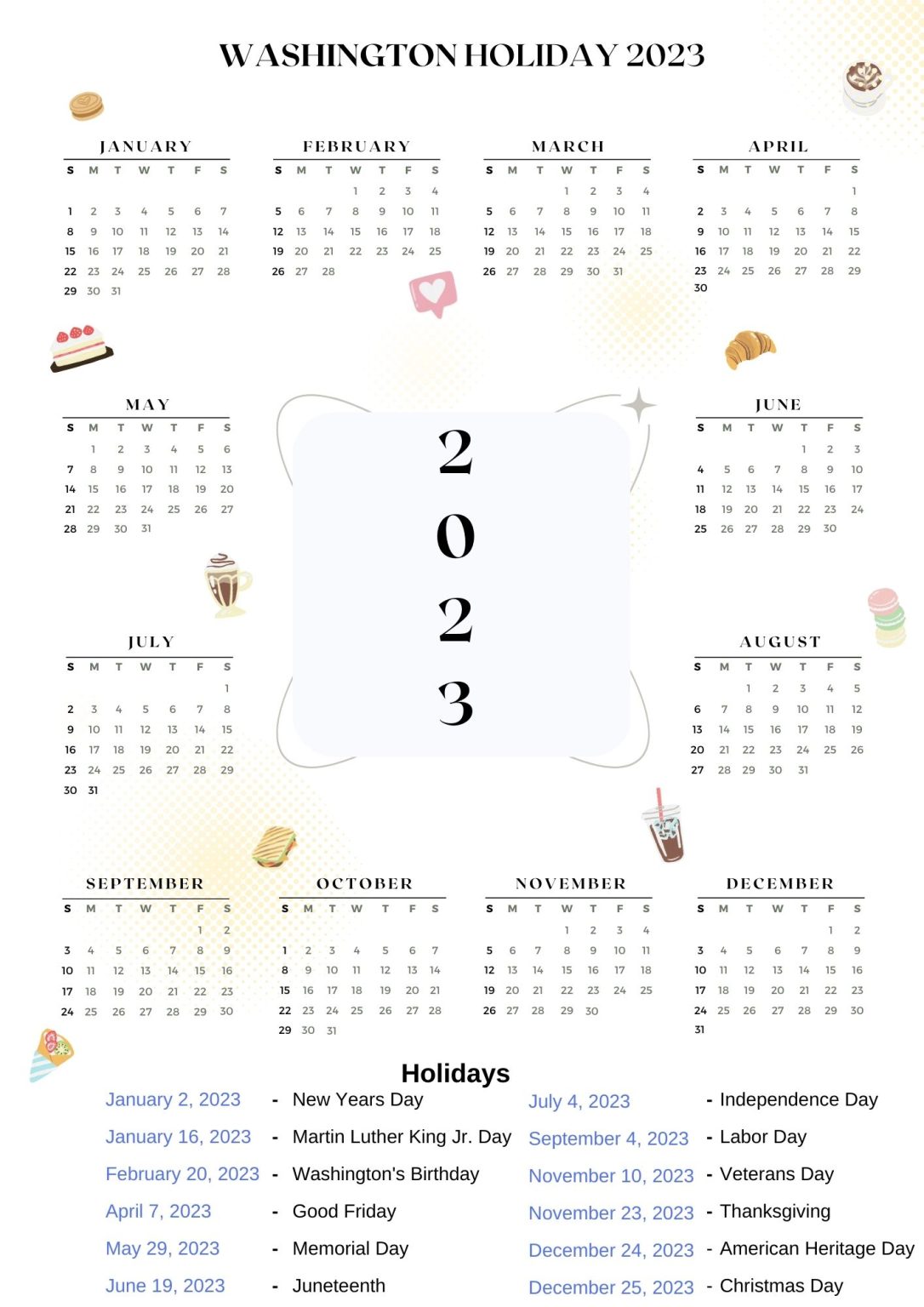 Washington State Holidays 2024 Planner Linzy Phaidra